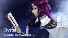  Presentation with girl reading - Slide set featuring reading the old book anime background and a navy blue colored foreground