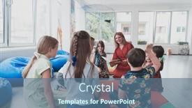  Presentation with school elementary - PPT theme featuring reading-time-in-an-elementary background and a ocean colored foreground