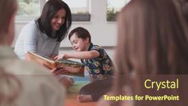  Presentation with elementary school - PPT theme featuring reading-time-in-an-elementary background and a tawny brown colored foreground