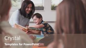  Presentation with elementary school - Theme consisting of reading-time-in-an-elementary background and a coral colored foreground