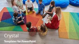  Presentation with elementary children - Presentation theme having reading-time-in-an-elementary background and a coral colored foreground