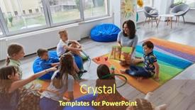  Presentation with school elementary - PPT theme consisting of reading-time-in-an-elementary and a tawny brown colored foreground