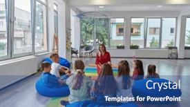  Presentation with school elementary - Slide deck featuring reading-time-in-an-elementary background and a ocean colored foreground