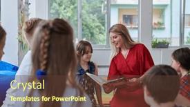  Presentation with elementary children - Presentation design enhanced with reading-time-in-an-elementary background and a tawny brown colored foreground