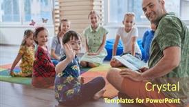  Presentation with school elementary - PPT theme enhanced with reading-time-in-an-elementary background and a tawny brown colored foreground