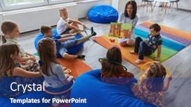  Presentation with school elementary - PPT theme with reading-time-in-an-elementary background and a ocean colored foreground