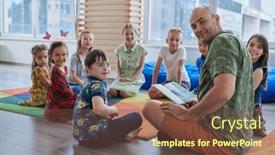  Presentation with elementary school - PPT theme enhanced with reading-time-in-an-elementary background and a tawny brown colored foreground