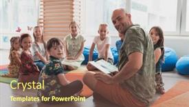  Presentation with kids reading book - Theme enhanced with reading-time-in-elementary-school background and a tawny brown colored foreground