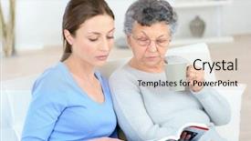  Presentation with old lady cartoon - PPT theme featuring reading to an old lady background and a lemonade colored foreground