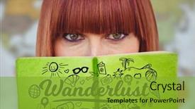  Presentation with black woman - Beautiful presentation theme featuring reading with black wanderlust doodle backdrop and a gold colored foreground