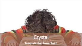  Presentation with study - Theme with reading writing - adorable boy tired to study background and a tawny brown colored foreground