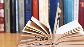  Presentation with library - PPT theme having reading writing - book with library background and a coral colored foreground