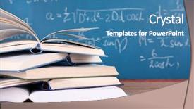  Presentation with reading table - Audience pleasing slide set consisting of reading writing - books on wooden table backdrop and a teal colored foreground