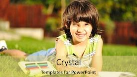  Presentation with work from hom - Beautiful presentation theme featuring reading writing - boy doing home work outdoors backdrop and a  colored foreground