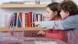  Presentation with learning - Presentation theme enhanced with reading writing - girl and boy learning background and a violet colored foreground