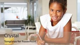  Presentation with kitchen equioment and utilises - Amazing presentation having reading writing - girl doing homework in kitchen backdrop and a coral colored foreground