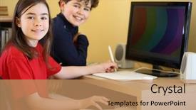  Presentation with kids - Colorful theme enhanced with reading writing - kids using computer at home backdrop and a coral colored foreground