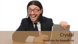  Presentation with private confidential document stamp classified - PPT layouts featuring reading writing funny - businessman holding document isolated background and a coral colored foreground