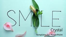  Presentation with flower - PPT theme consisting of reading writing funny - inscription smile with flower background and a light blue colored foreground