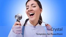  Presentation with doctor helps to get out of bed an elderly woman - Colorful presentation theme enhanced with reading writing funny - woman doctor isolated on white backdrop and a  colored foreground