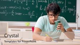  Presentation with student - Slide set consisting of reading writing math - young male student mathematician background and a lemonade colored foreground