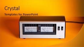  Presentation with professional analog audio - Beautiful PPT theme featuring readout - analog peak rms audio power backdrop and a  colored foreground