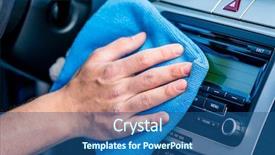  Presentation with intelligent car intelligent vehicle and - Colorful slide deck enhanced with readout - man wiping the display glass backdrop and a  colored foreground