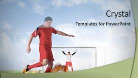  Presentation with football blue - Presentation featuring ready aim fire - composite image of football player background and a light blue colored foreground