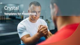  Presentation with sports table tennis two ping - Presentation theme with ready battle - two arm wrestlers background and a seafoam green colored foreground