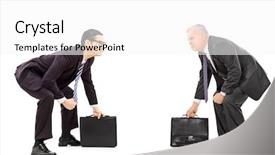  Presentation with sumo - Cool new slide deck with ready battle - two competitive businessmen standing backdrop and a white colored foreground