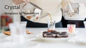  Presentation with tea - Amazing PPT theme having ready book - enjoying in tea time backdrop and a soft green colored foreground