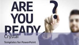  Presentation with business - PPT theme enhanced with ready change - business man pointing to transparent background and a coral colored foreground