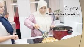  Presentation with ready - PPT layouts having ready-food-on-table background and a soft green colored foreground