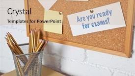  Presentation with corkboard - Cool new slide set with ready for exams on corkboard backdrop and a coral colored foreground