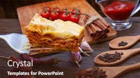  Presentation with ready - PPT theme enhanced with ready-lasagna-and-its-ingradent background and a tawny brown colored foreground