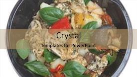  Presentation with plastic container - Slides featuring ready-meal of lemon chicken with basil in a plastic microwave container background and a coral colored foreground