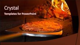  Presentation with pizza - Presentation theme with ready pizza getting from oven background and a wine colored foreground