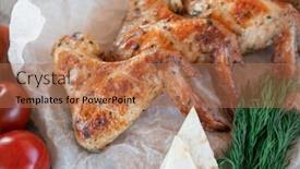  Presentation with grilled chicken - Slide deck featuring ready-spicy-grilled-chicken-wings background and a coral colored foreground