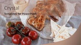  Presentation with grilled chicken - Presentation theme having ready-spicy-grilled-chicken-wings background and a coral colored foreground