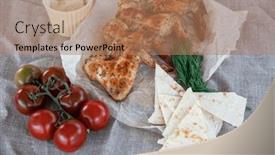  Presentation with grilled chicken - PPT layouts consisting of ready-spicy-grilled-chicken-wings background and a coral colored foreground