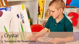  Presentation with art exhibition - Beautiful theme featuring ready to become an art backdrop and a coral colored foreground