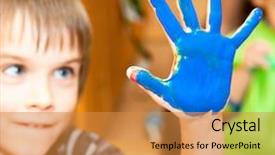  Presentation with hand print - Slides consisting of ready to do a hand background and a gold colored foreground