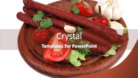  Presentation with eat - Beautiful PPT layouts featuring ready to eat thick sausages served to eat backdrop and a tawny brown colored foreground