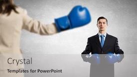  Presentation with fight - Colorful slide set enhanced with ready to fight for success backdrop and a light gray colored foreground