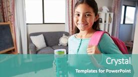  Presentation with backpack - Beautiful slides featuring ready to go to school backdrop and a teal colored foreground