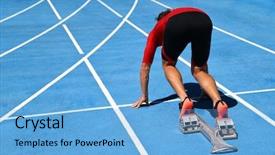  Presentation with running race - Beautiful PPT theme featuring ready to run on running backdrop and a light blue colored foreground
