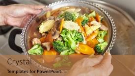  Presentation with indonesia - Presentation theme with ready to serve stir fried cap cai or mixed vegetable chinese cuisine in indonesia background and a coral colored foreground