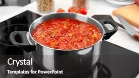  Presentation with get ready - Slide deck with ready turkey chili on stove background and a  colored foreground