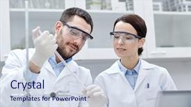  Presentation with clinical research - Beautiful PPT theme featuring reagents - science chemistry technology biology backdrop and a sky blue colored foreground