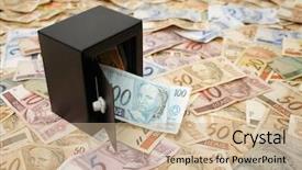  Presentation with safe - Cool new PPT layouts with reais real brazilian money background backdrop and a coral colored foreground